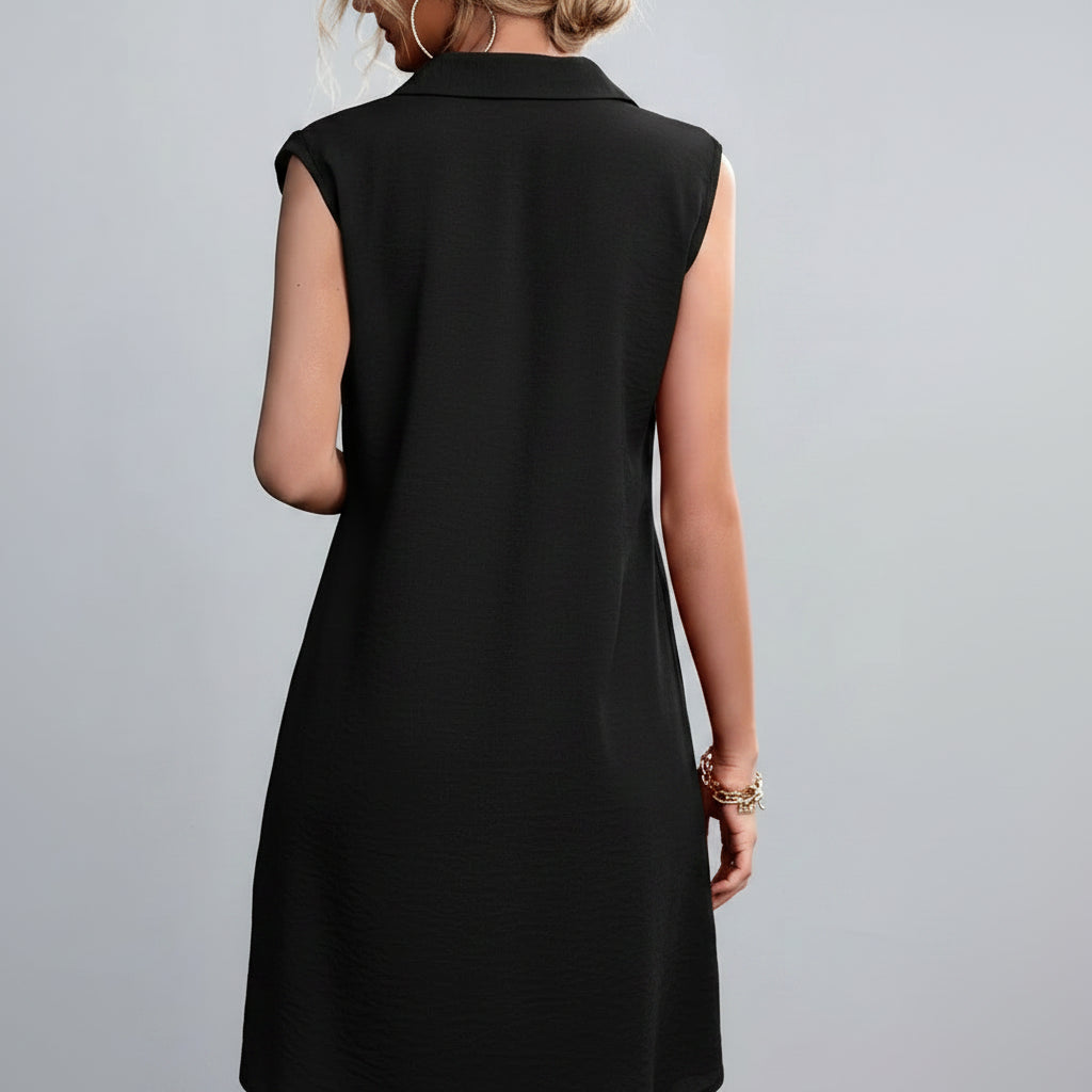 Chic V-neck Sleeveless Cotton Linen Dress for Summer Style 3