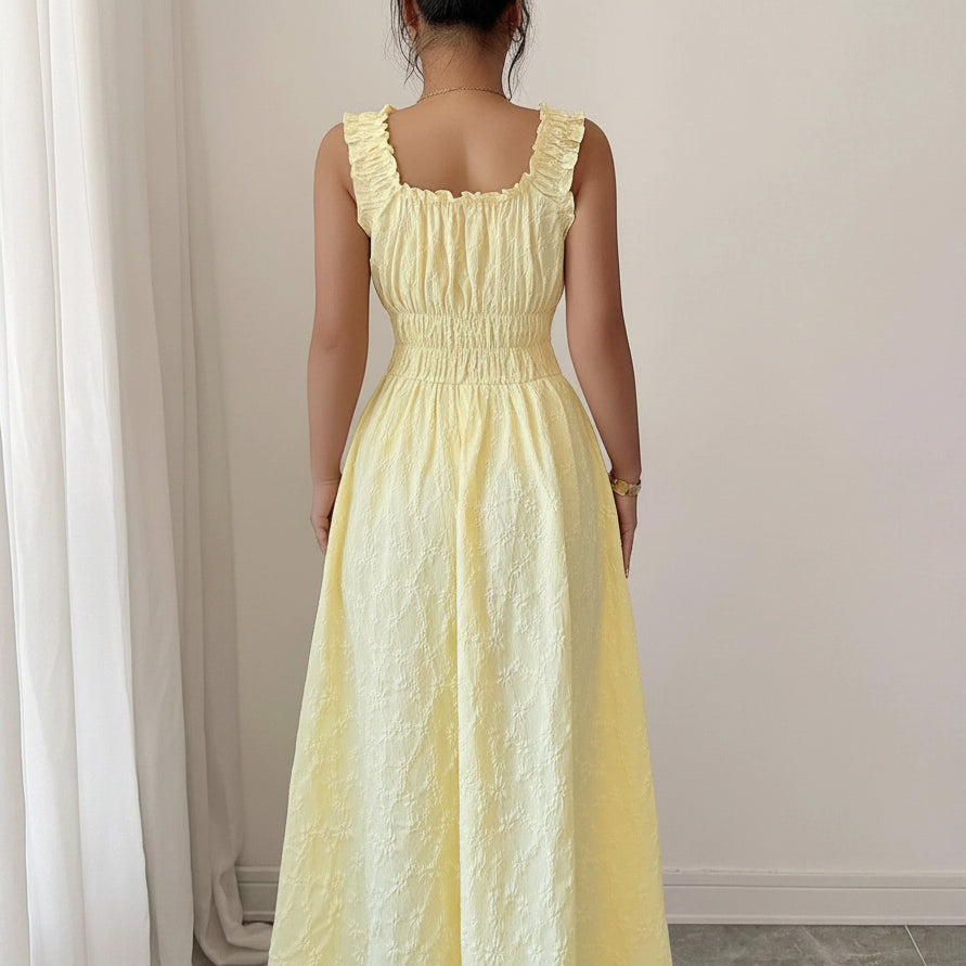 Chic Yellow Smocked Midi Dress - Women's Summer Dress for Beach Parties 2