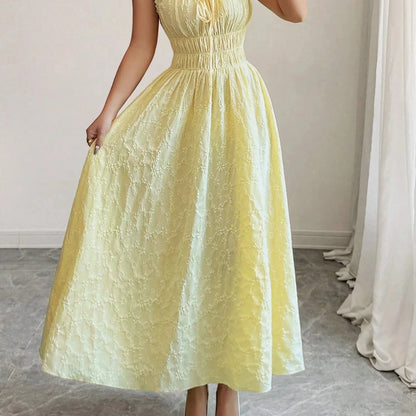 Chic Yellow Smocked Midi Dress - Women's Summer Dress for Beach Parties 3