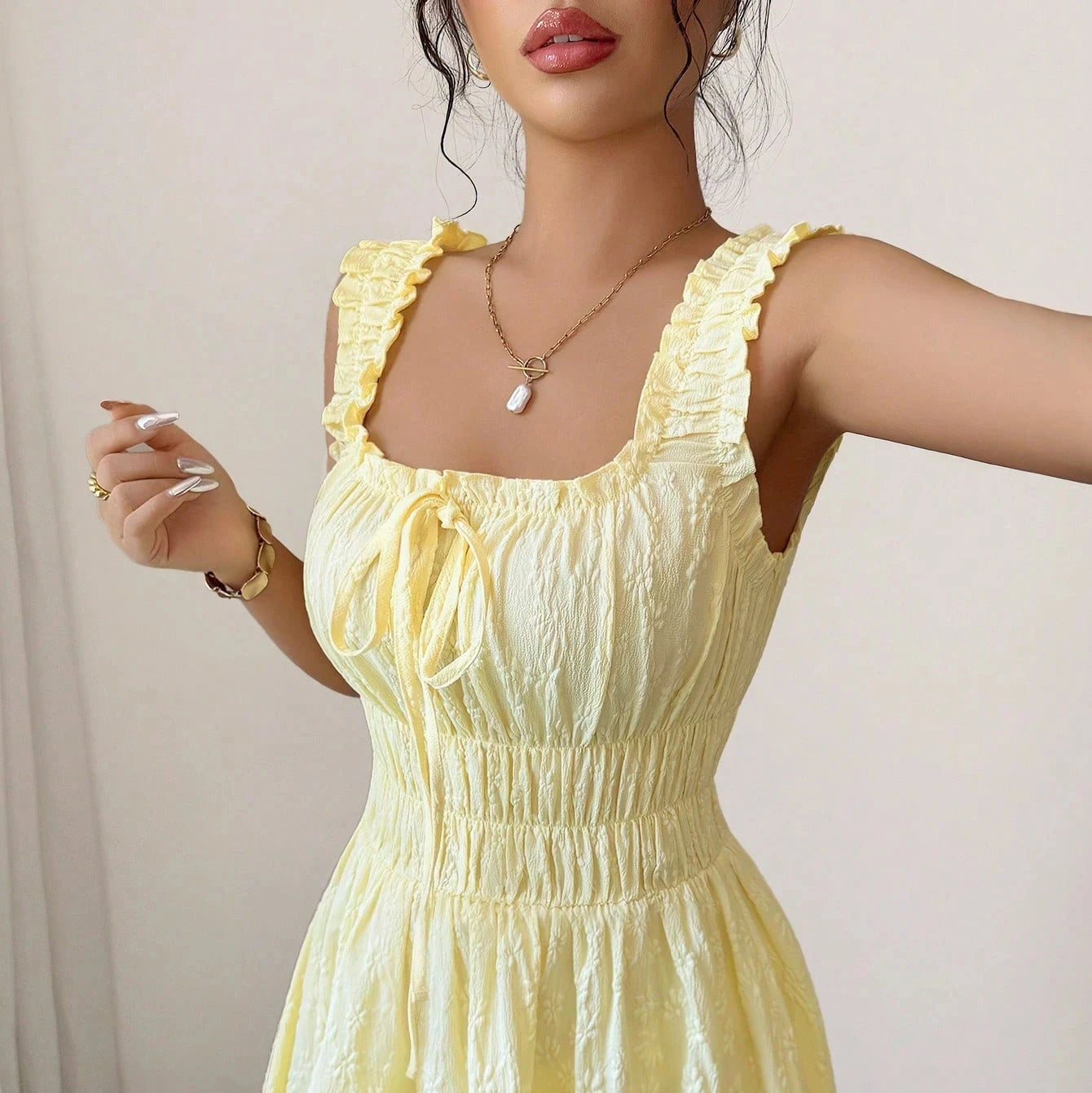 Chic Yellow Smocked Midi Dress - Women's Summer Dress for Beach Parties 4