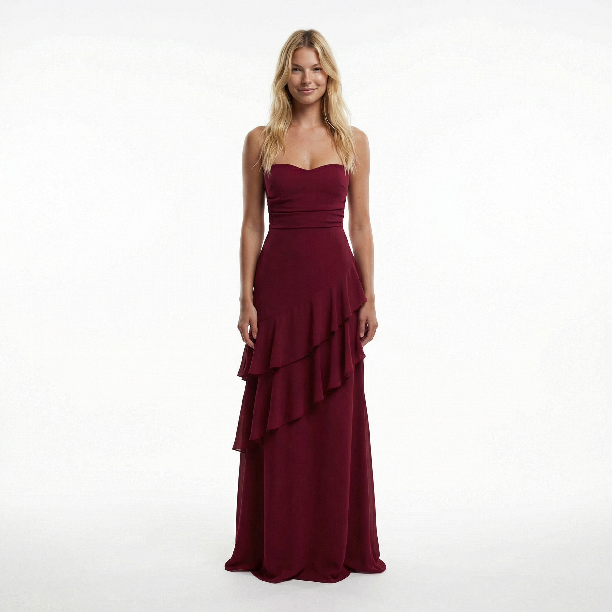 Chiffon Sheath Long Dress with Spaghetti Straps and Ruffle Detail 6