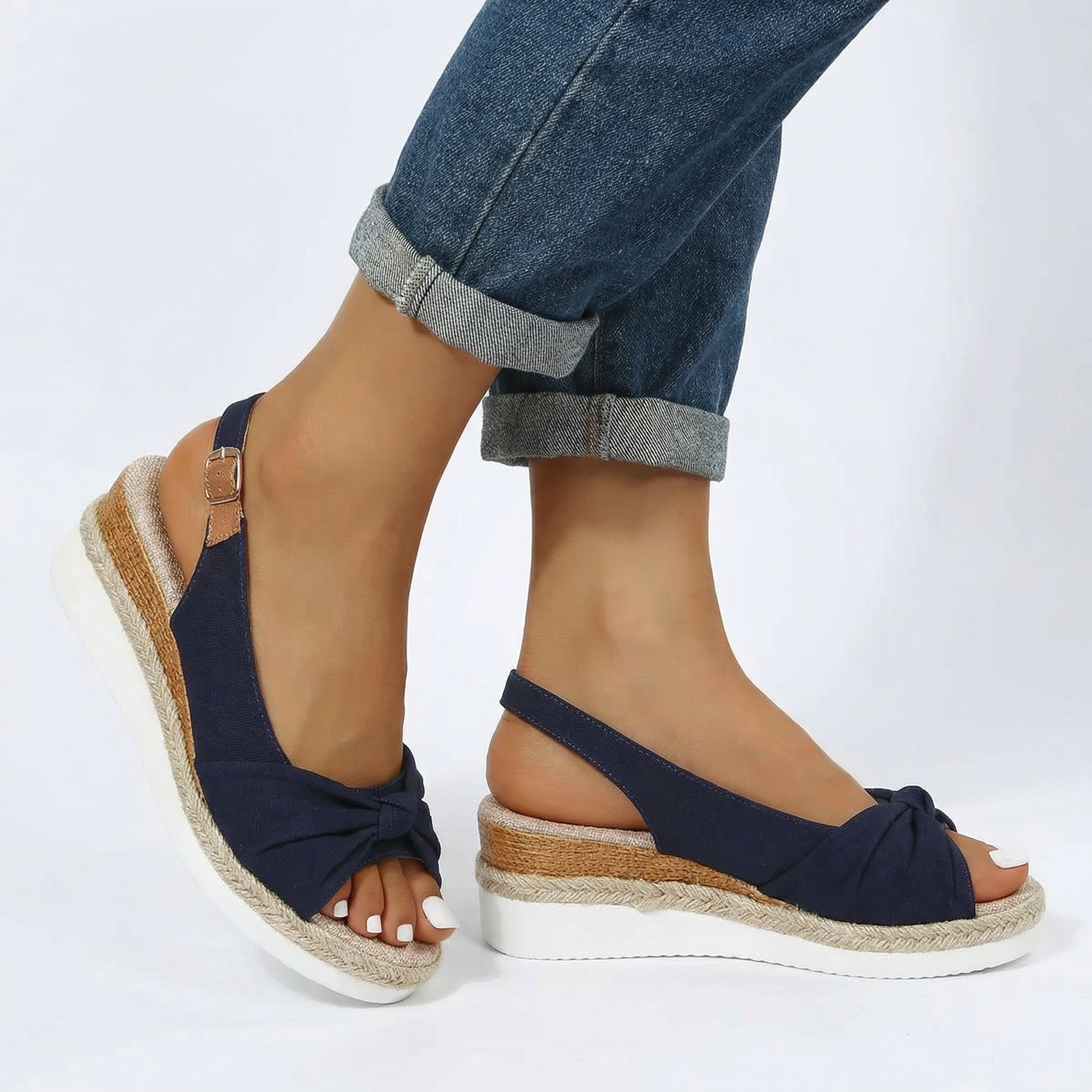 Comfortable Espadrille Wedge Sandals with Twisted Front Strap for Summer Style 4