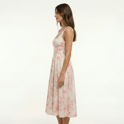 Coral Floral Midi Dress for Effortless Summer Style and Comfort 1