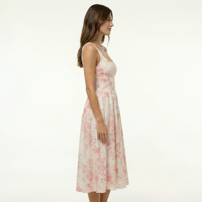 Coral Floral Midi Dress for Effortless Summer Style and Comfort 4