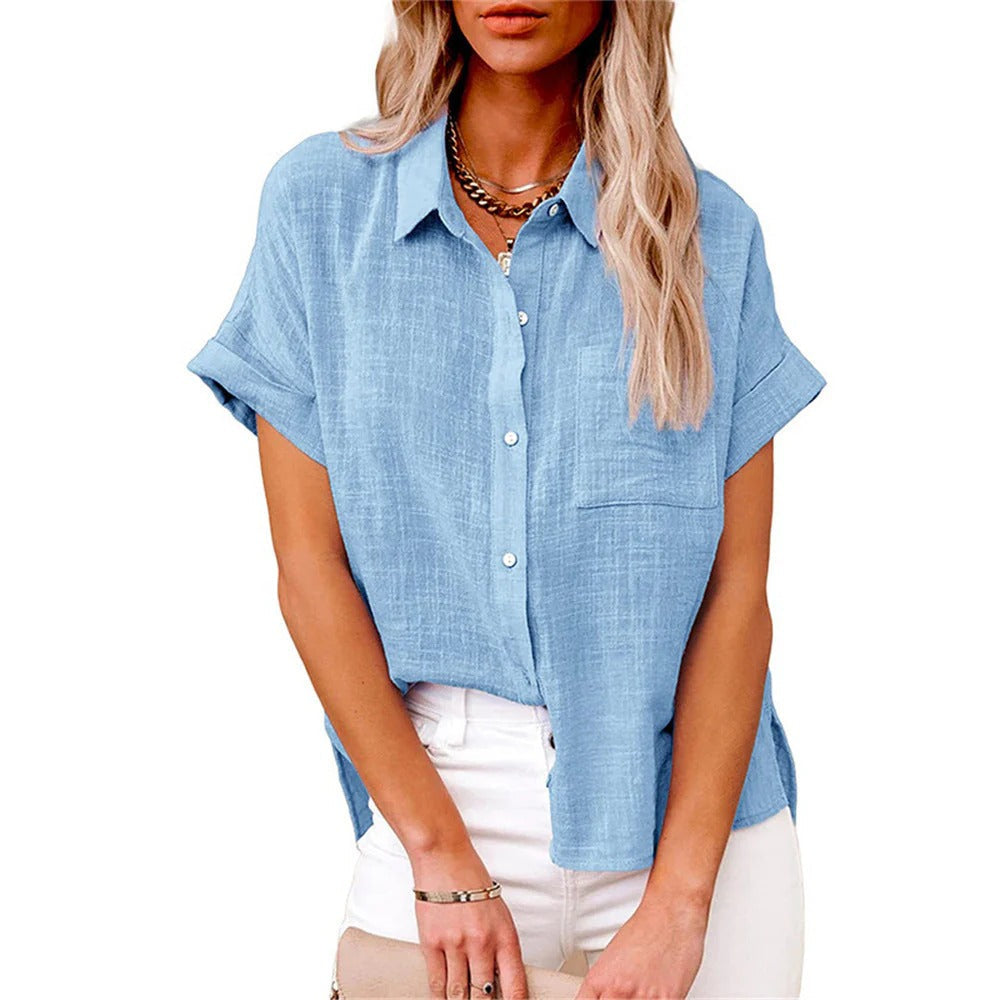 Cotton Linen Short-Sleeve Blouse for Effortless Summer Style 4