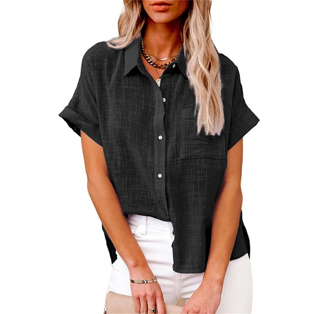 Cotton Linen Short-Sleeve Blouse for Effortless Summer Style 5