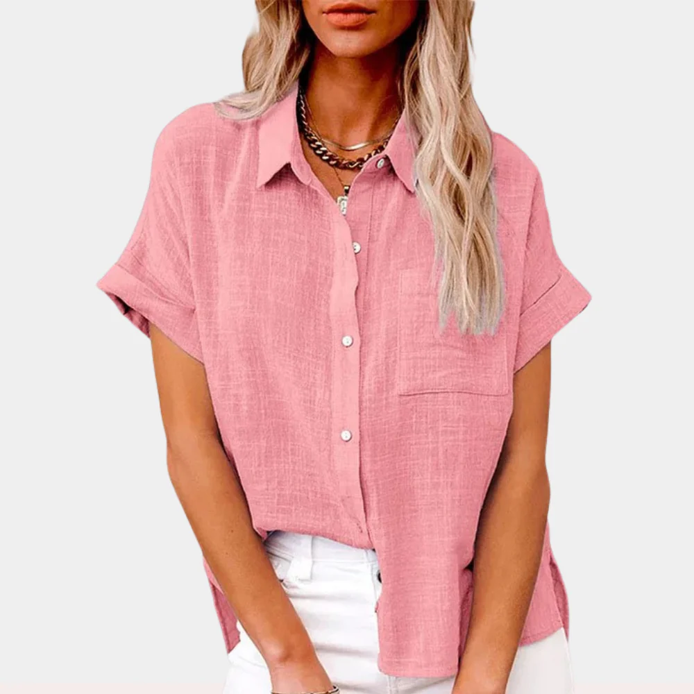 Cotton Linen Short-Sleeve Blouse for Effortless Summer Style 6