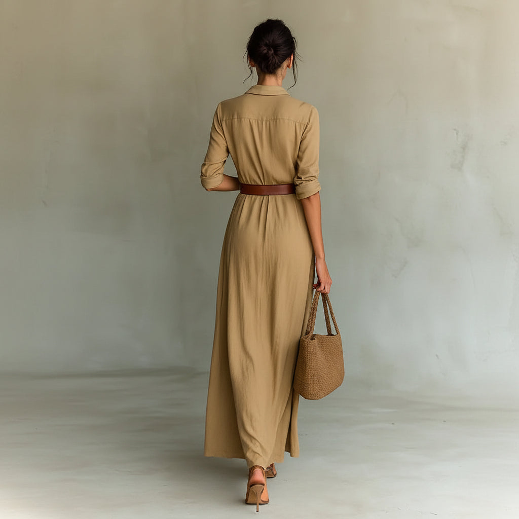 Chic Lapel Wrap Maxi Dress