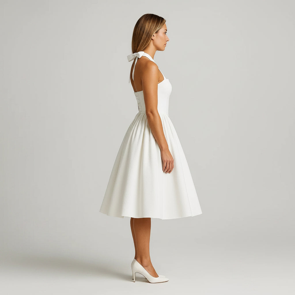 Elegant A-Line Midi Dress for Wedding Guest, Summer and Cocktail Events 1