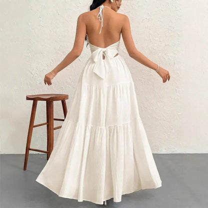 Elegant Backless V-Neck A-Line Women's Dress - Lightweight Summer Beach Dress 3