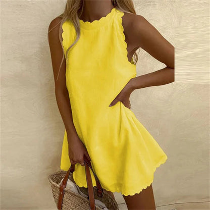 Elegant Linen Summer Dress - Breathable O-Neck, Knee-Length, Relaxed Fit 4