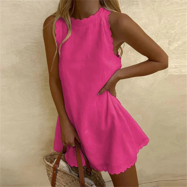 Elegant Linen Summer Dress - Breathable O-Neck, Knee-Length, Relaxed Fit 7