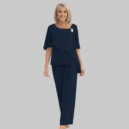 Elegant Navy Two-Piece Overlay Set with Soft Fabric for Formal Occasions 1