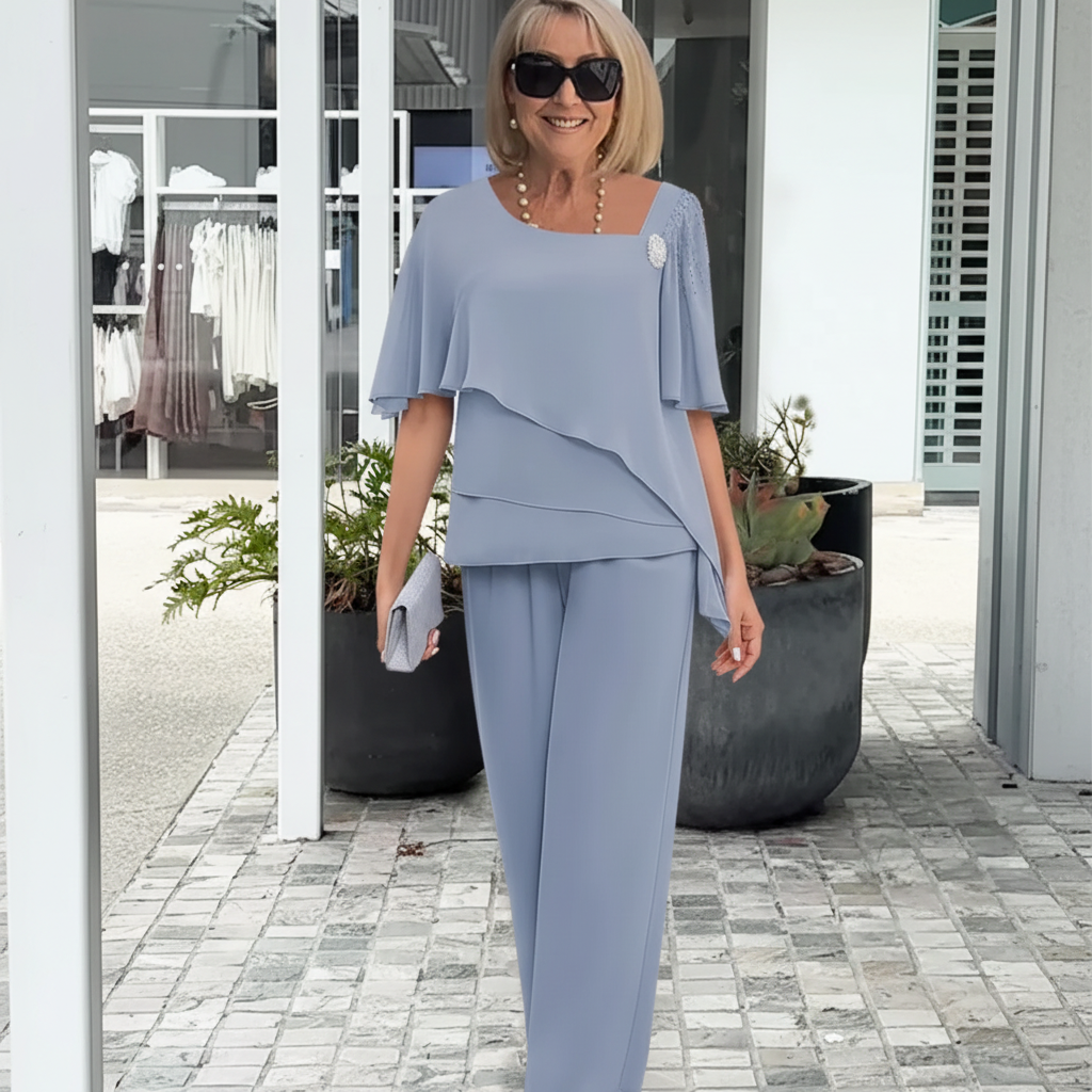 Elegant Navy Two-Piece Overlay Set with Soft Fabric for Formal Occasions 2