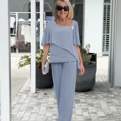 Elegant Navy Two-Piece Overlay Set with Soft Fabric for Formal Occasions 2