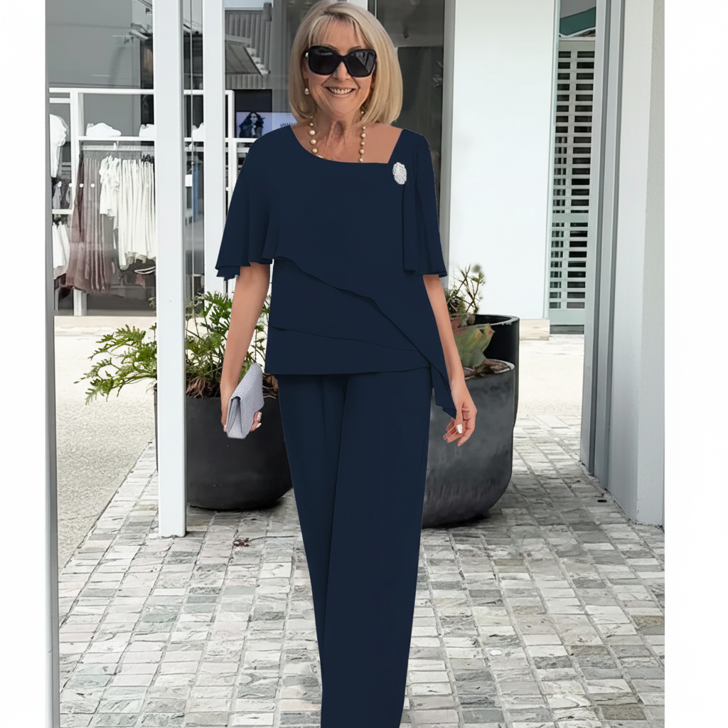 Elegant Navy Two-Piece Overlay Set with Soft Fabric for Formal Occasions 3