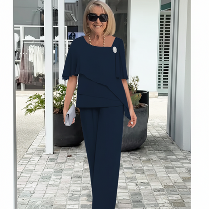 Elegant Navy Two-Piece Overlay Set with Soft Fabric for Formal Occasions 3