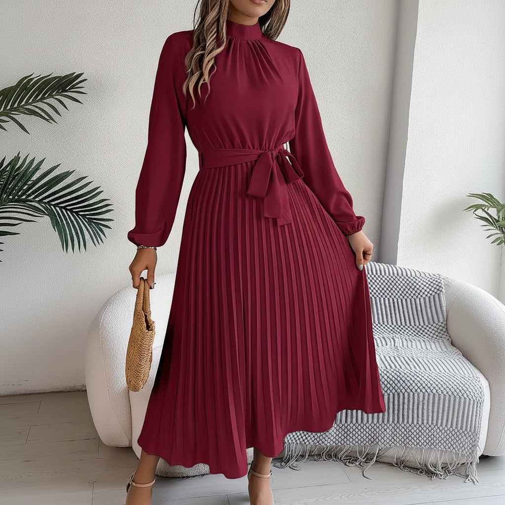 Elegant Pleated Midi Dress for Formal Events and Wedding Guests 2