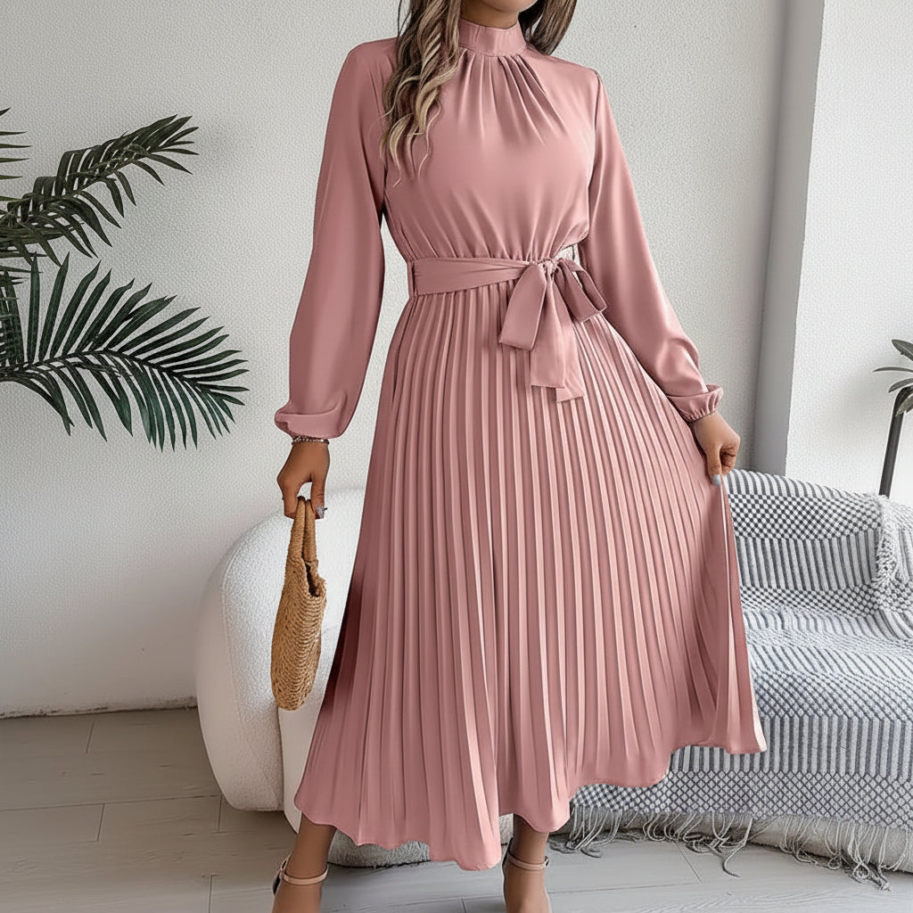 Elegant Pleated Midi Dress for Formal Events and Wedding Guests 3