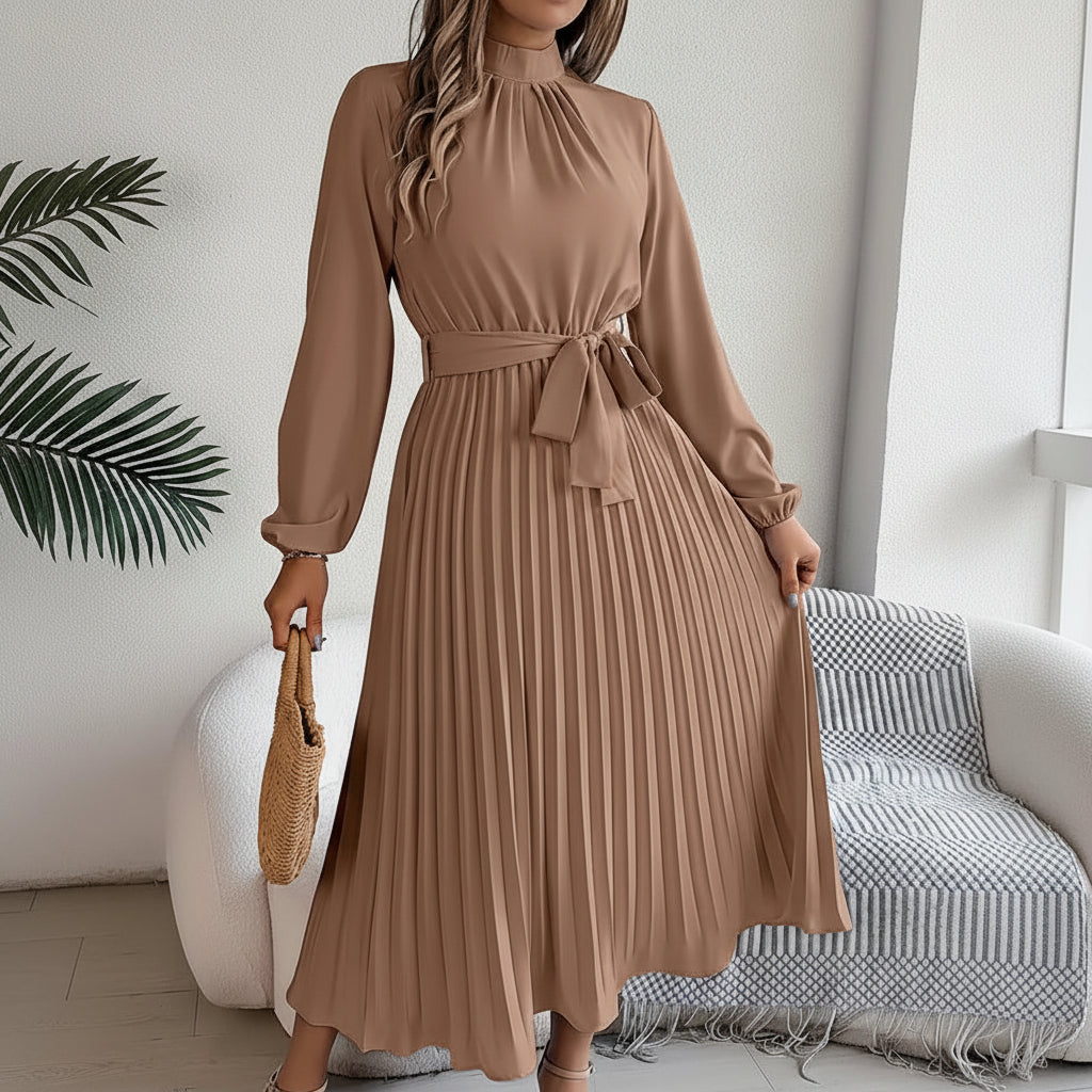 Elegant Pleated Midi Dress for Formal Events and Wedding Guests 4