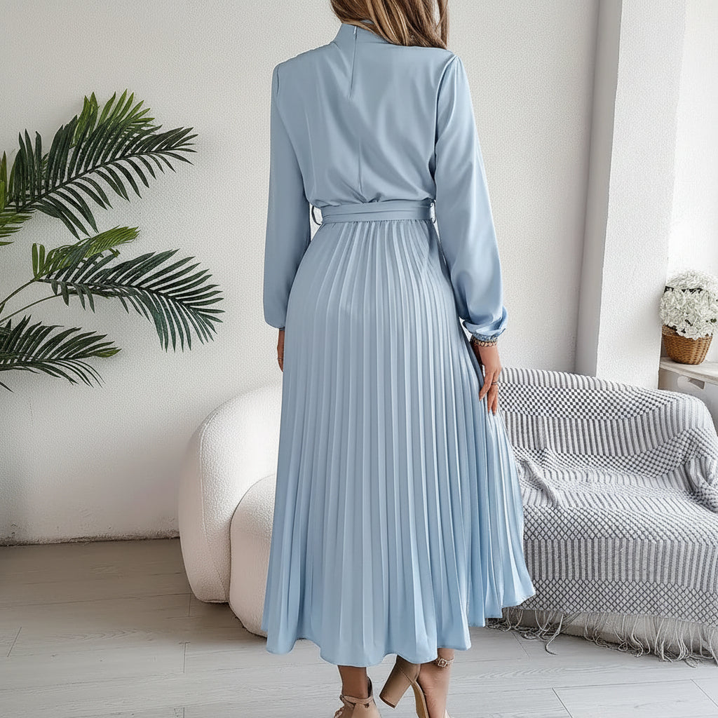 Elegant Pleated Midi Dress for Formal Events and Wedding Guests 6