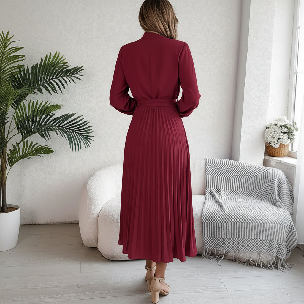 Elegant Pleated Midi Dress for Formal Events and Wedding Guests 8