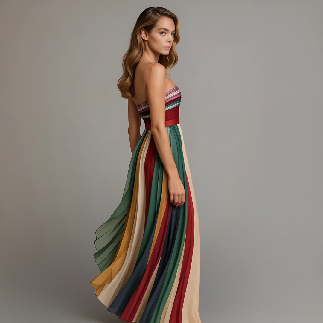 Elegant Strapless Pleated White Maxi Dress for Effortless Style 2