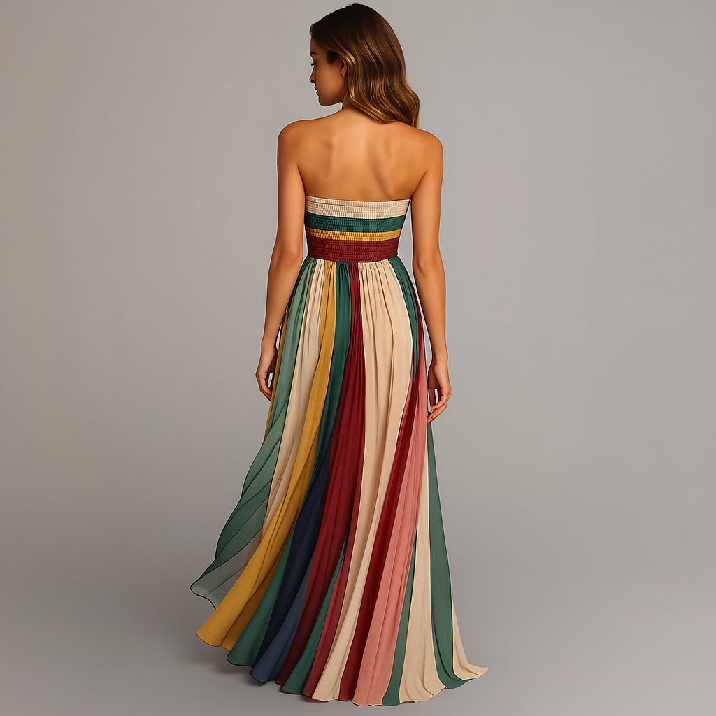 Elegant Strapless Pleated White Maxi Dress for Effortless Style 3