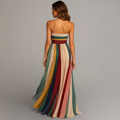 Elegant Strapless Pleated White Maxi Dress for Effortless Style 3