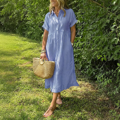 Elegant Striped Shirt Dress for Effortless Warm-Weather Style and Versatile Fashion 0