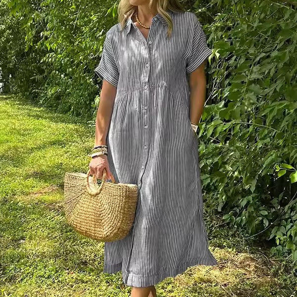Elegant Striped Shirt Dress for Effortless Warm-Weather Style and Versatile Fashion 4