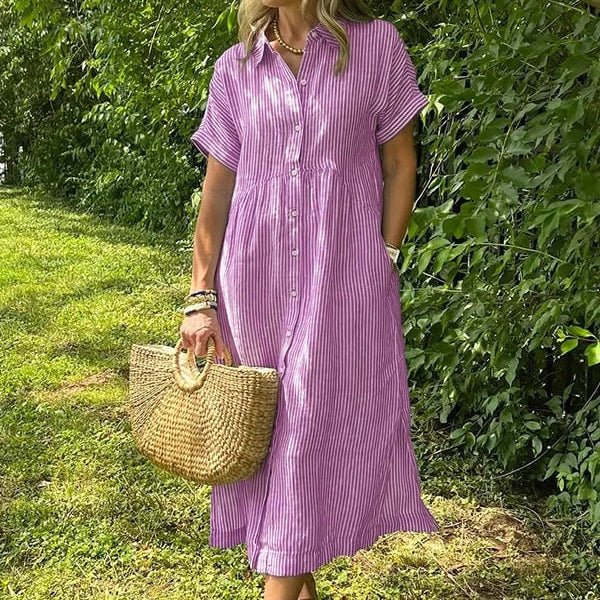 Elegant Striped Shirt Dress for Effortless Warm-Weather Style and Versatile Fashion 5