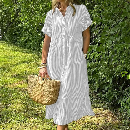 Elegant Striped Shirt Dress for Effortless Warm-Weather Style and Versatile Fashion 6