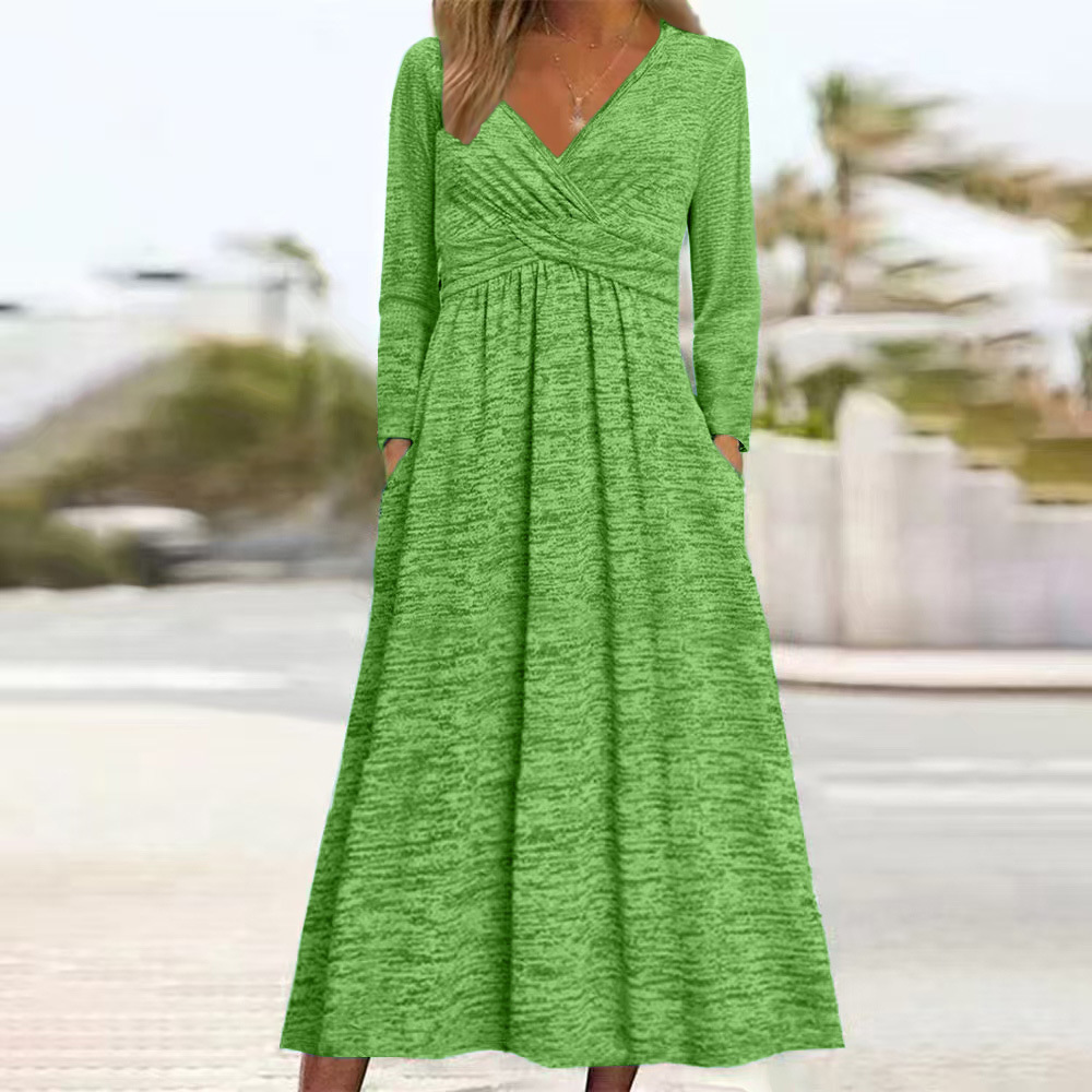 Elegant White Midi Dress with Tummy Coverage - Long Sleeve Floral Design 0