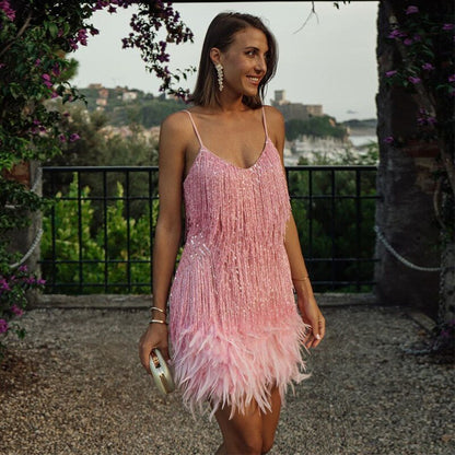 Feather Mini Cocktail Dress for Effortless Glamour and Style 3