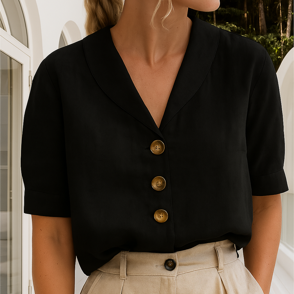 Casual Button Front Blouse