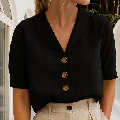 Casual Button Front Blouse