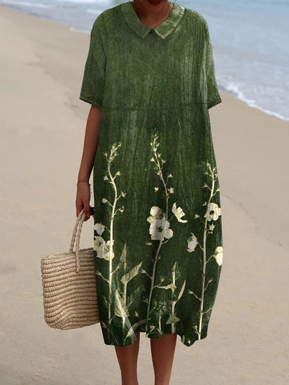 Floral Maxi Dress - Lightweight Summer Dress with V-Neckline & Short Sleeves 3