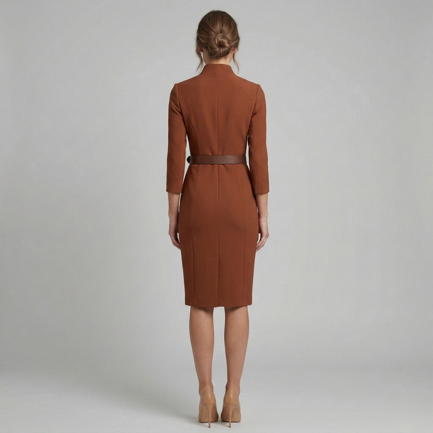 Tailored V Neck Midi Dress