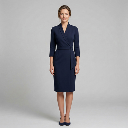 Tailored V Neck Midi Dress