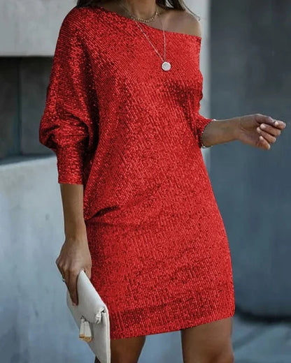 GlamourSequin - One-Shoulder Cocktail Dress with Dazzling Sequin Design 4