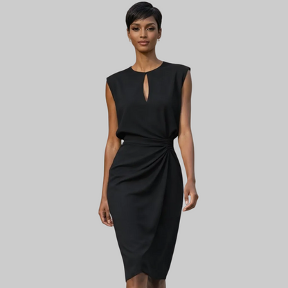 Ruched Midi Dress Cap Sleeves