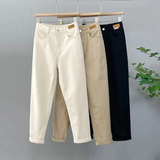Korean High Waist Baggy Jeans for Women - Loose Fit Casual Denim Pants 0