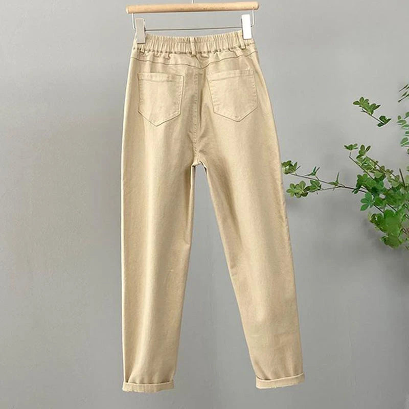 Korean High Waist Baggy Jeans for Women - Loose Fit Casual Denim Pants 5