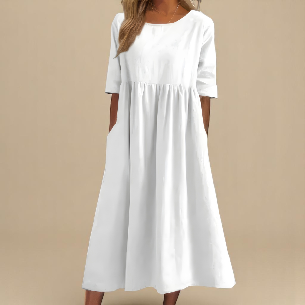 Lightweight Cotton Summer Dress with Flattering Fit and Pockets 5