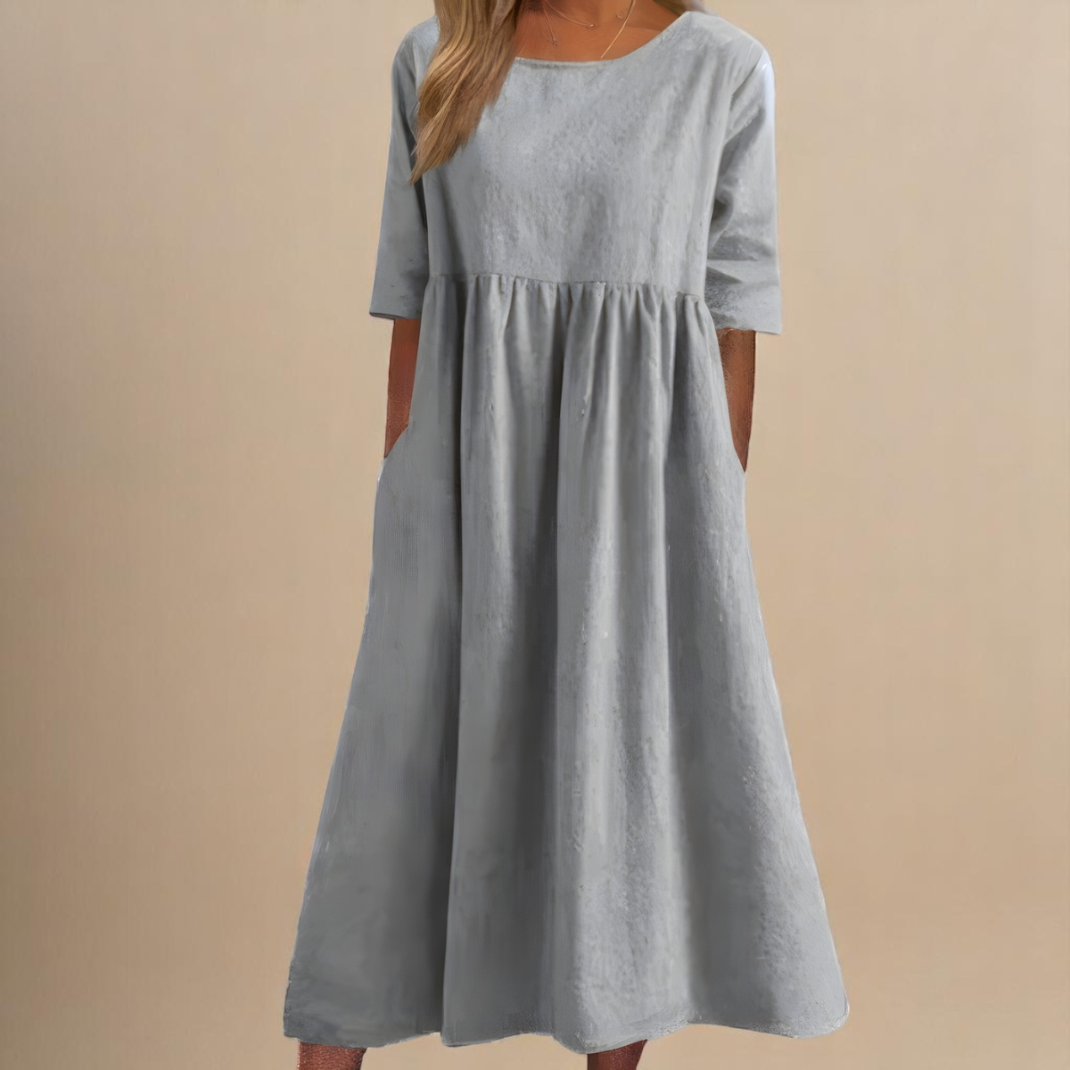Lightweight Cotton Summer Dress with Flattering Fit and Pockets 6