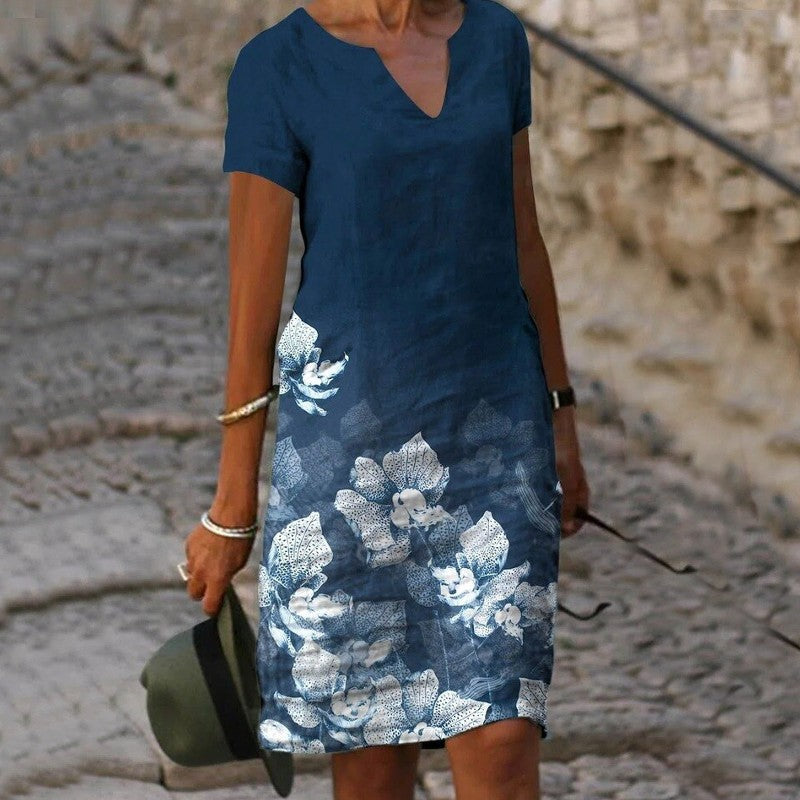 Breezy Print V Neck Dress