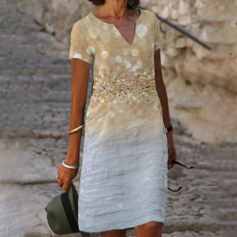 Breezy Print V Neck Dress