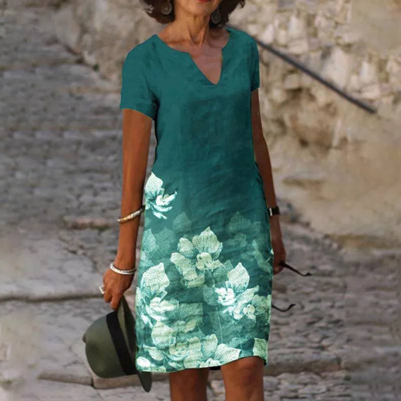 Breezy Print V Neck Dress