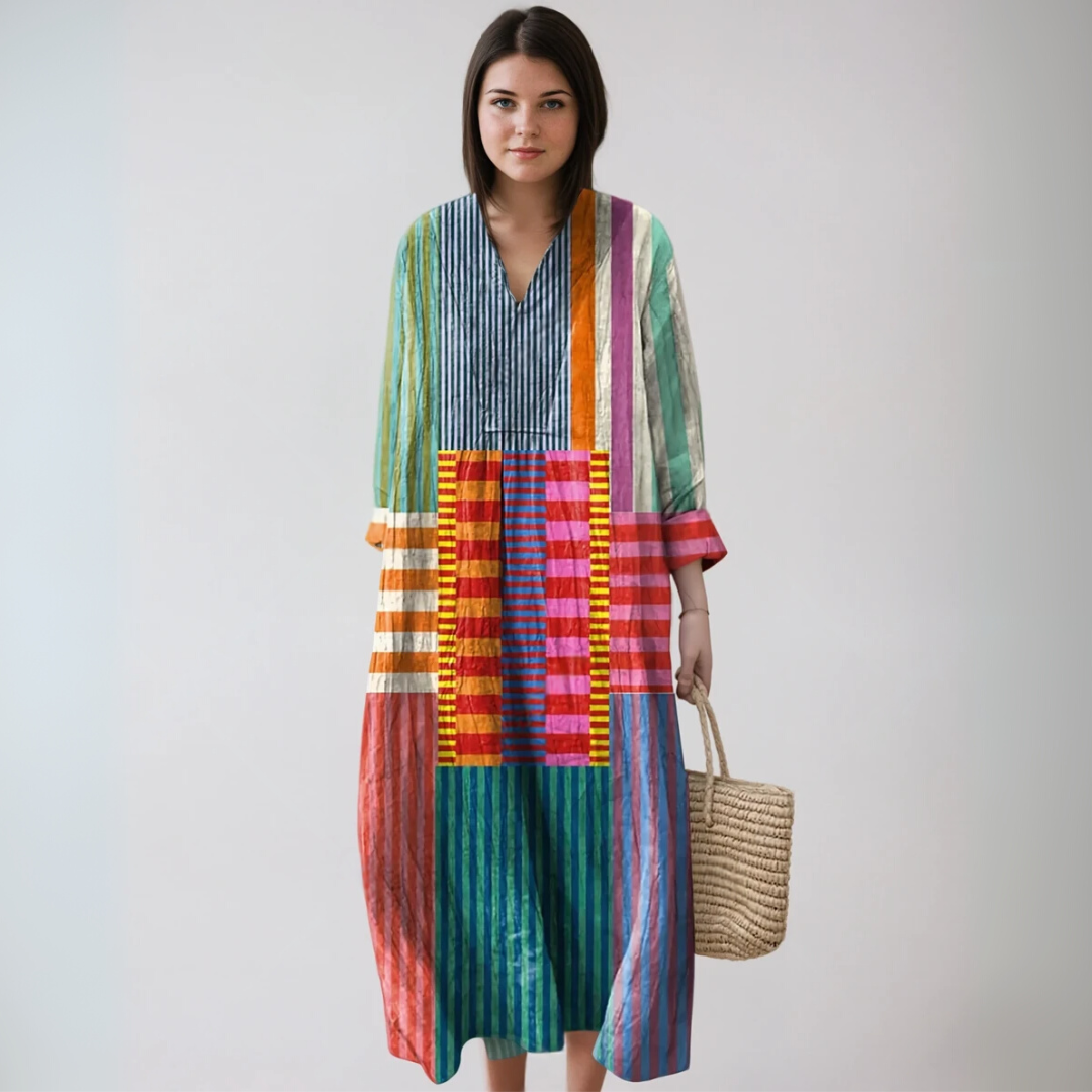 Vibrant Patchwork Maxi Dress